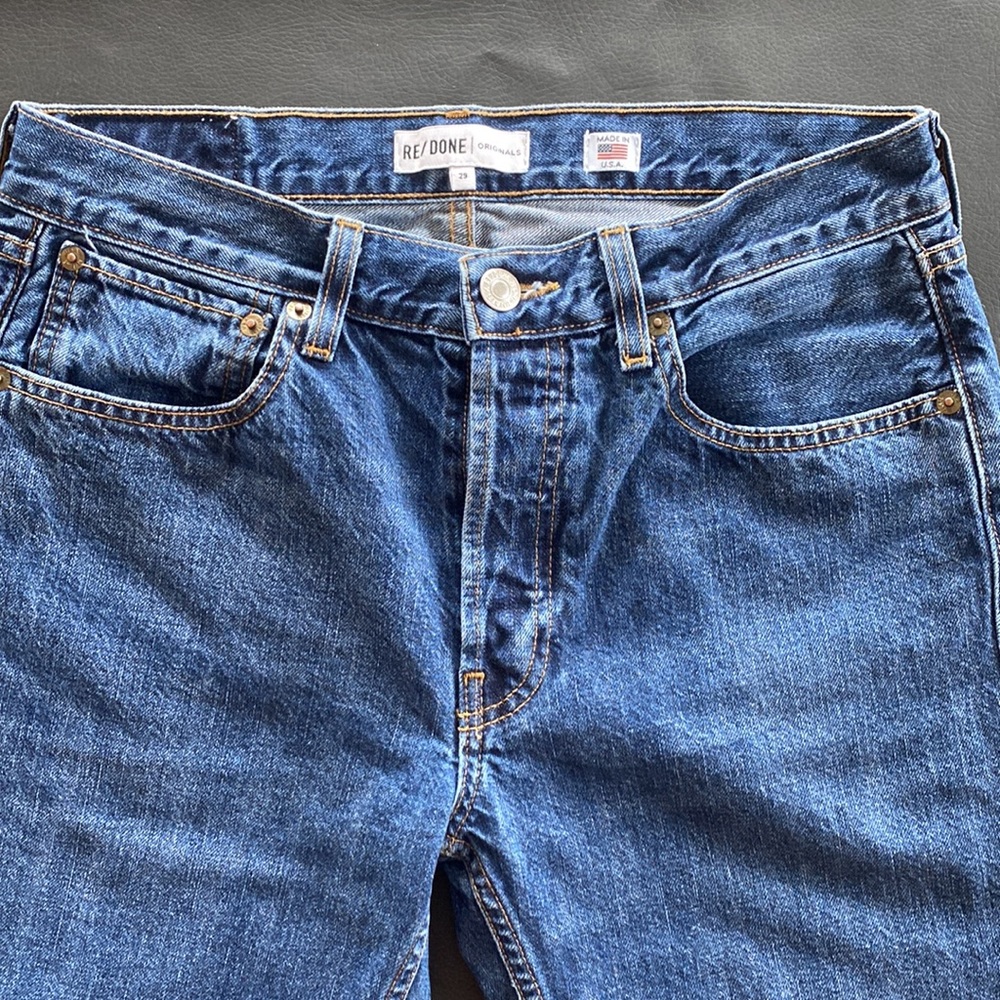 Handpainted Alamo Texas RE/DONE Mid Rise Straight Leg Jeans San Antonio Cowgirl - Picture 8 of 13